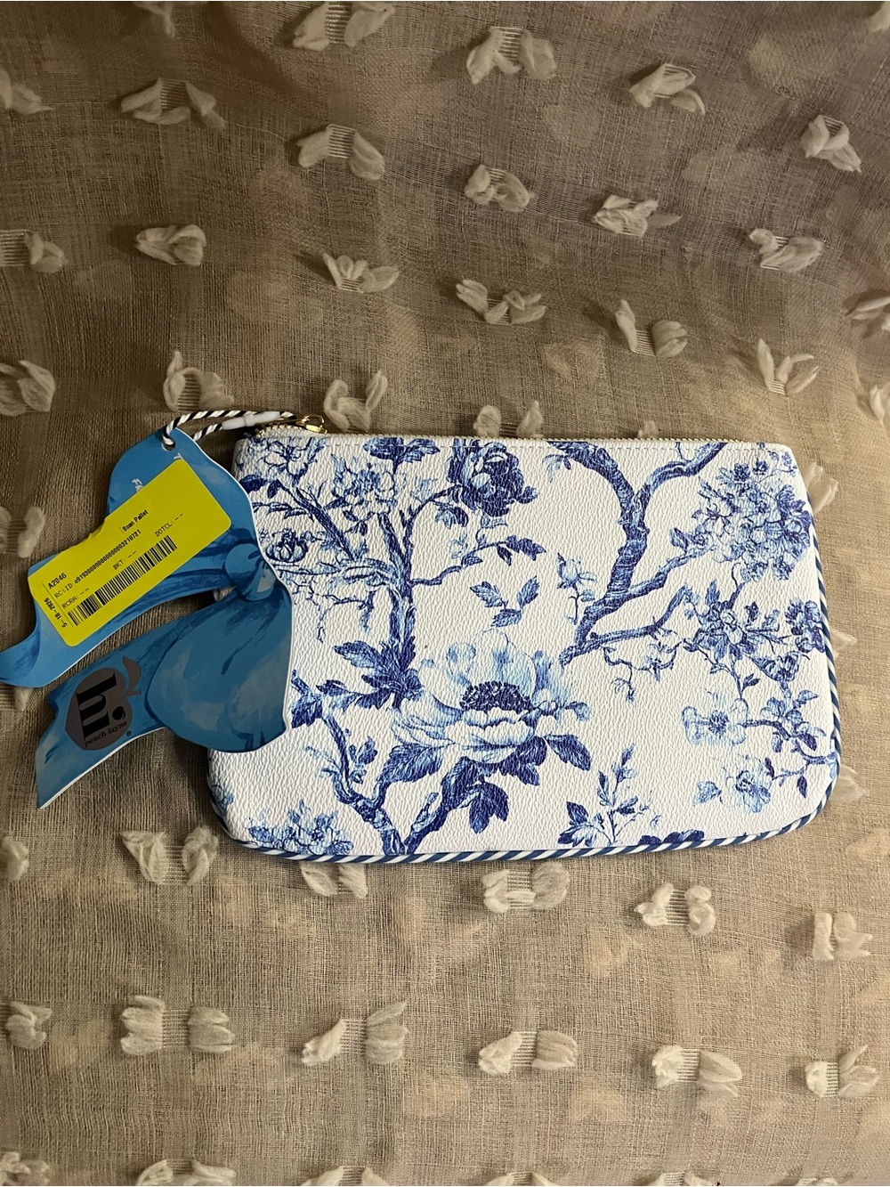 Blue Floral Zip Clutch Wristlet - Designer Style